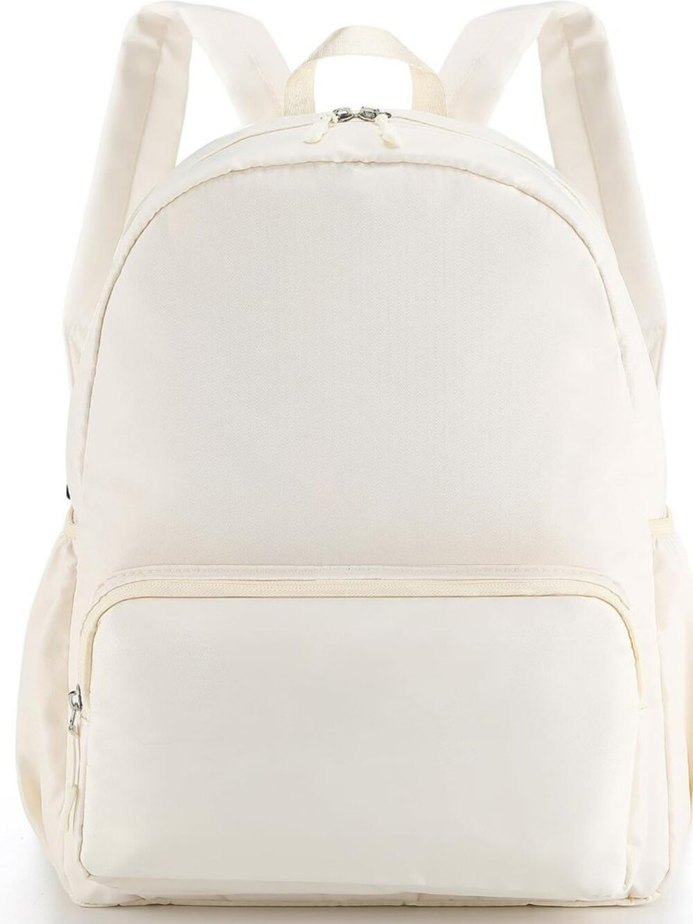 Stylish 15-Inch White Nylon Kids Backpack, Perfect School Bookbag for Girls